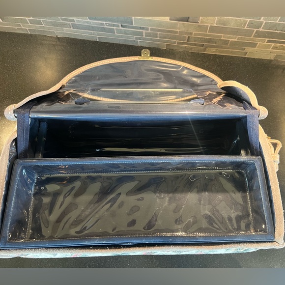 VINTAGE French Luggage Company gray suede makeup case - Picture 2 of 7